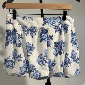 Floral Blue and White Bubble Skirt